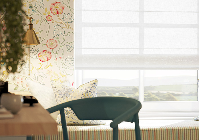 Kalahari Voile, Pure White - Motorised Roman Blind - Image 5